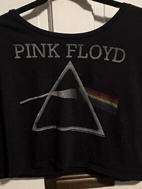 The Thread Shop Pink Floyd Dark Side of the Moon Cropped Graphic Tee- Size Small